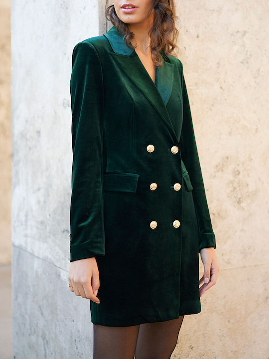 Abendkleid Hemdkleid Samt Cypress Green