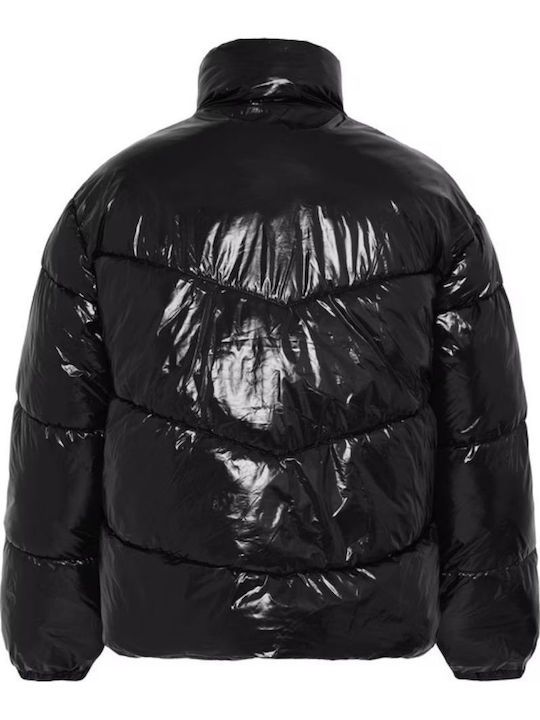 Lang Damen Puffer Jacke für Winter Black