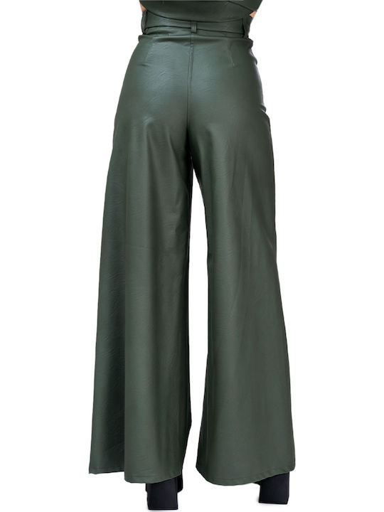 Moutaki Women's Fabric Palazzo Pants Khaki