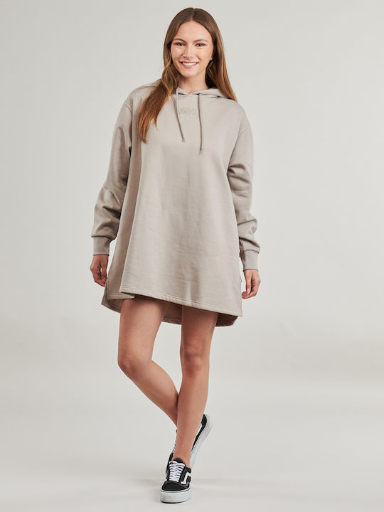 Mini Athletic Dress with Hood Beige