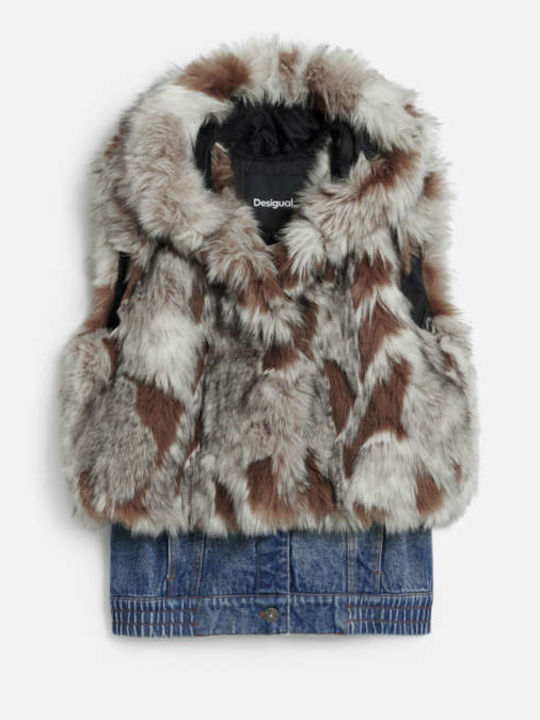 Bunny Women's Sleeveless Short Fur Beige