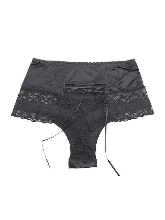 High-waisted Women's Brazil with Lace Black