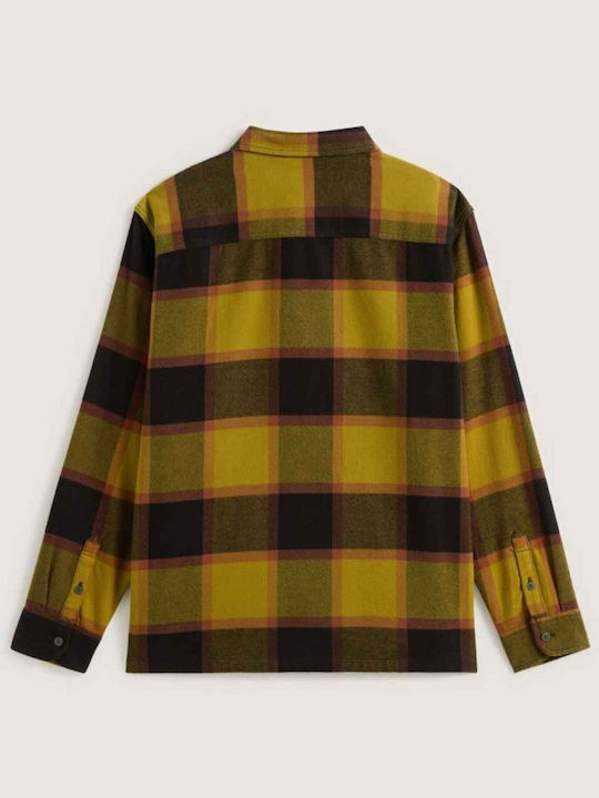 Long-sleeved Flannel Shirt Checked Burnt Gold/black