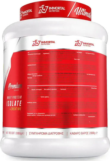 Immortal Nutrition Iso Whey Zero + Creatine Protein Whey with Creatine Gluten & Lactose Free with Flavor Strawberry 2kg