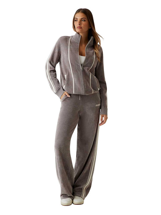 Women's Cardigan with Zipper Brown