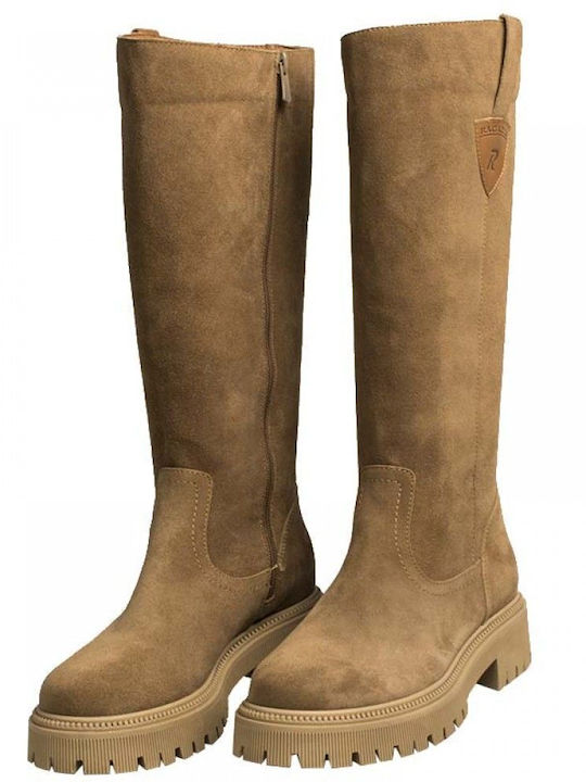 Suede Medium Heel Women's Boots TAUPE