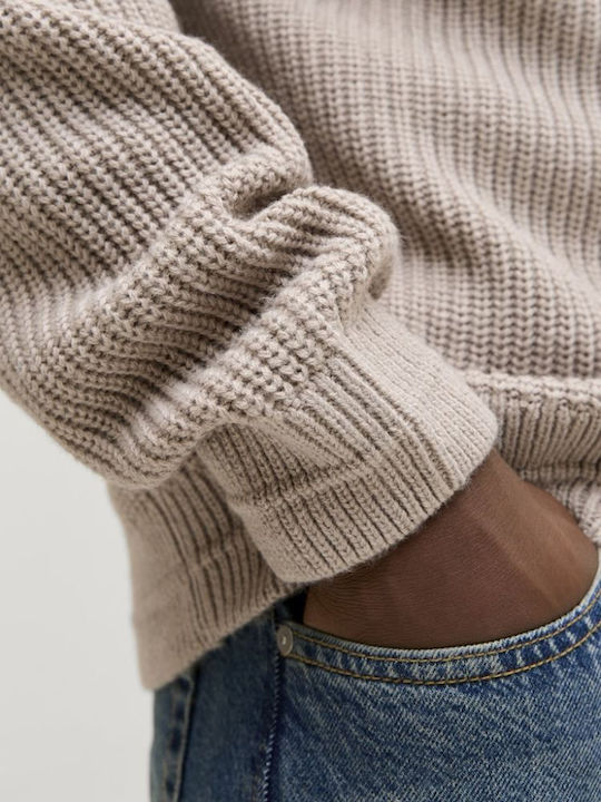 Men's Knitted Cardigan with Buttons Beige