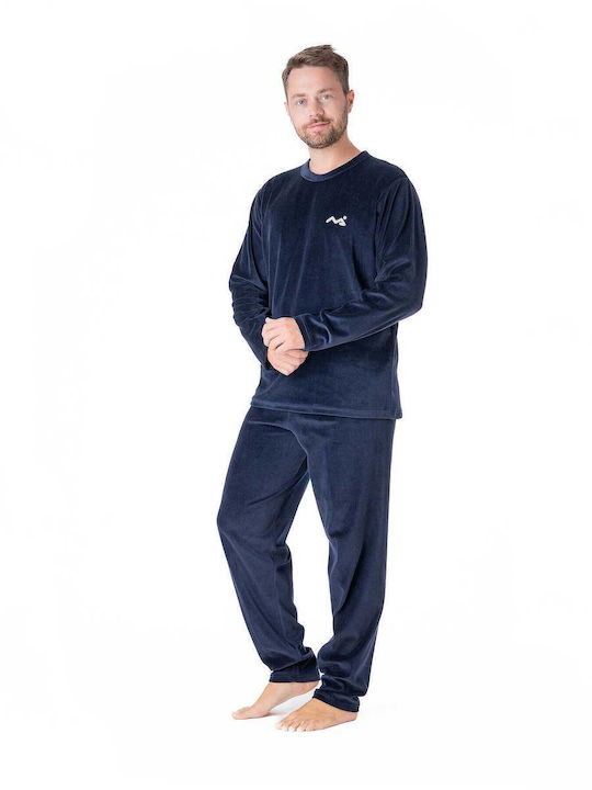 Relax Anatomic Χειμερινό Ανδρικό Παντελόνι Πιτζάμας Βαμβακερό Blue