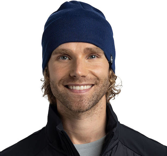 Beanie Unisex Fleece Beanie Knitted in Navy Blue color
