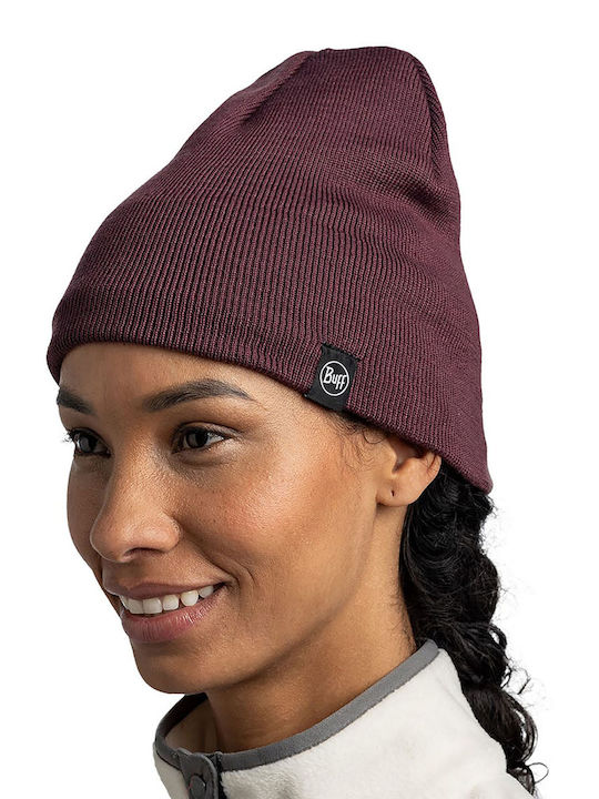 Beanie Unisex Fleece Σκούφος Πλεκτός σε Μπορντό χρώμα