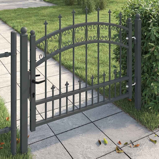 vidaXL Μεταλλική Πόρτα Φράχτη σε Γκρι Χρώμα 75cm x 1.03m