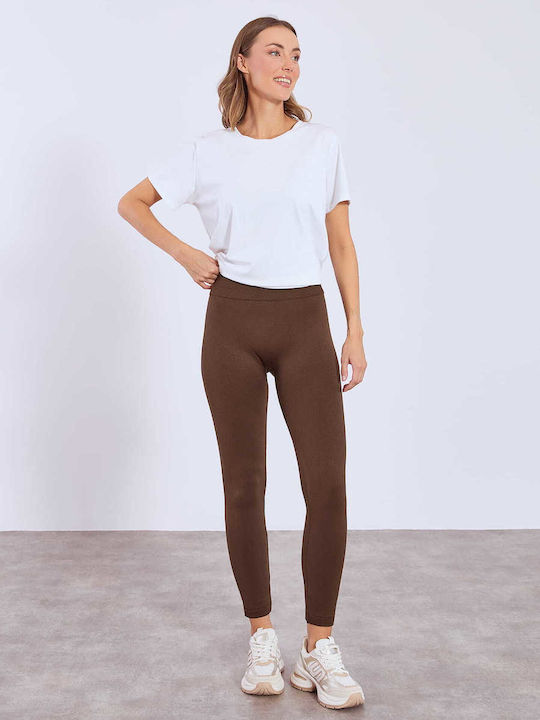 Celestino Дамски Еластичен Термоизолационен Клин Slim Fit Тъмнокафяв