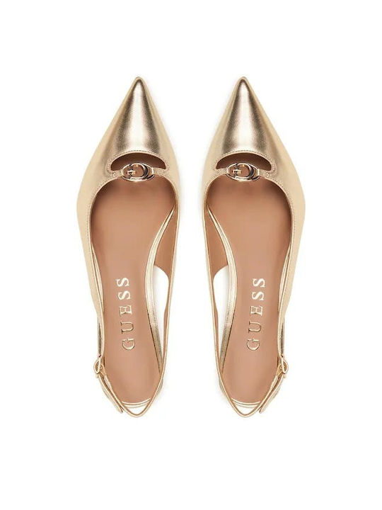 Γυναικείες Μπαλαρίνες Slingback σε Χρυσό Χρώμα