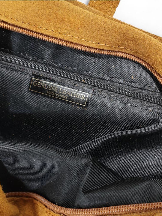 Damentasche aus Leder Handtasche Wildleder mit Fransen Tabak