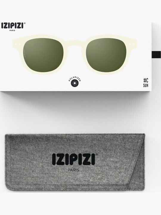 Izipizi Sun C Unisex Sunglasses with Transparent Plastic Frame and Green Polarized Lens