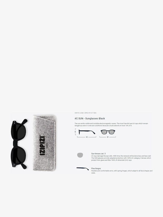 Sun C Unisex Sunglasses with Brown Plastic Frame and Gray Lens