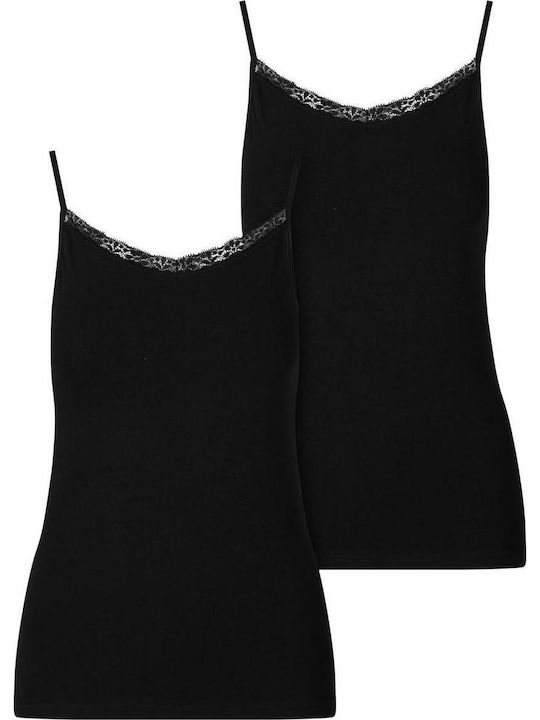 Women's T-Shirt with Spaghetti Strap Black 2Pack