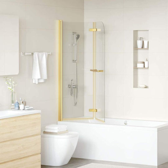 vidaXL Divider de verandă Duș cu Pliabil Ușă 95x140cm Dungi Oro