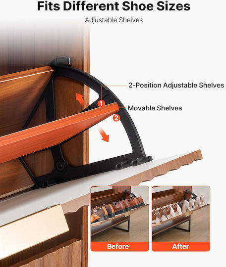 Wooden Shoe Organizer Brown 31.5x9.45x39.37cm