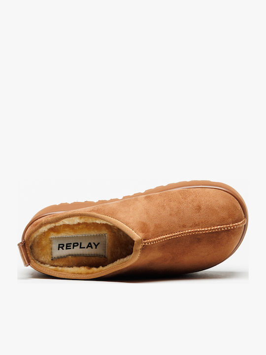 Melrose Open Country Suede Mules με Χοντρό Χαμηλό Τακούνι σε Καφέ Χρώμα