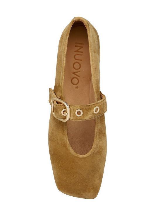 Wildleder Damen Ballerinas Tabac Braun