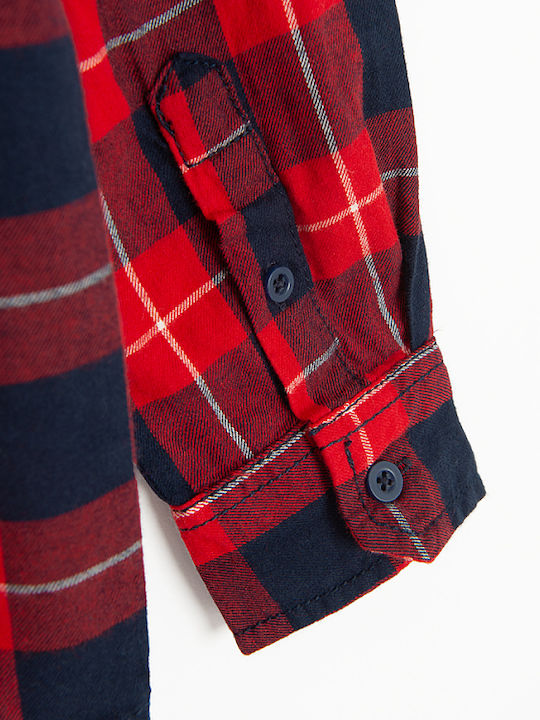 Kids Checked Shirt Long Sleeve Red
