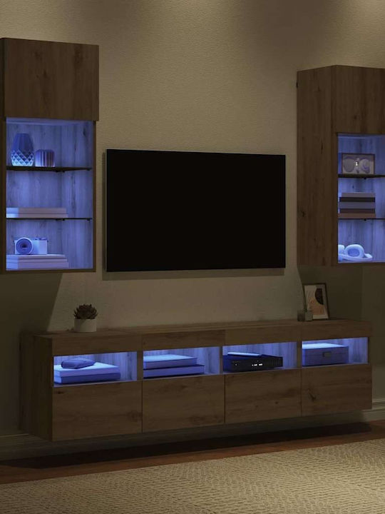 Wohnzimmer TV-Einheit Artisan Oak mit Beleuchtung L40.5xB30xH90cm