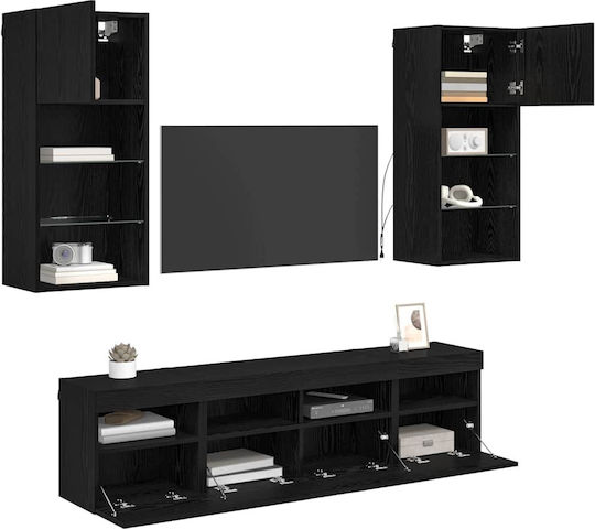 Животно помещение ТВ единица Black Beech с Осветление Д40.5xШ30xВ90бр