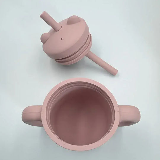 Pandaboo Baby Cup with Handle and Straw made of Silicone Orange