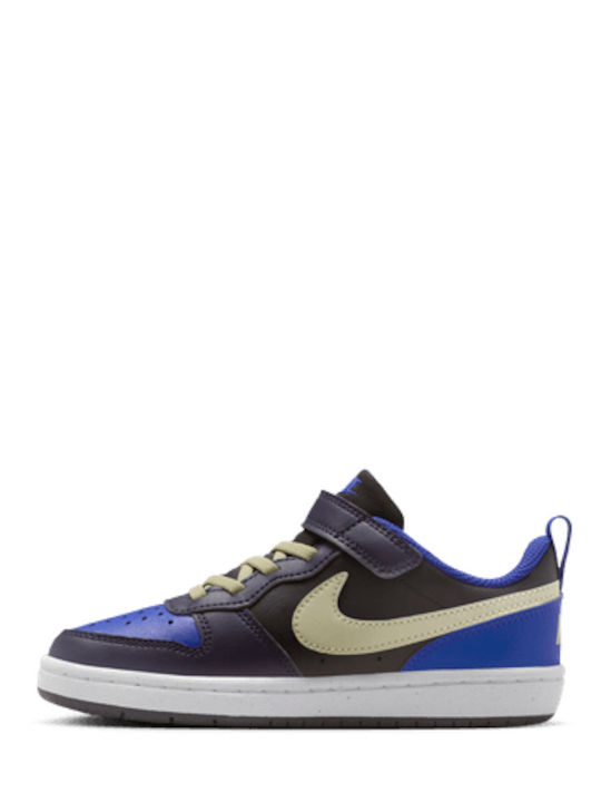 Court Borough Low Recraft Kids Sneakers with Hoop & Loop Closure Black