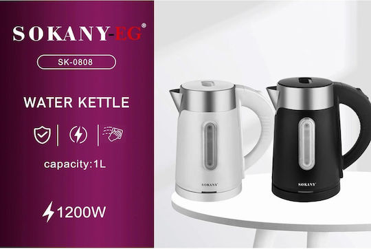 Sokany SK-0808 Електрическа Кана 1л 1200W Черна