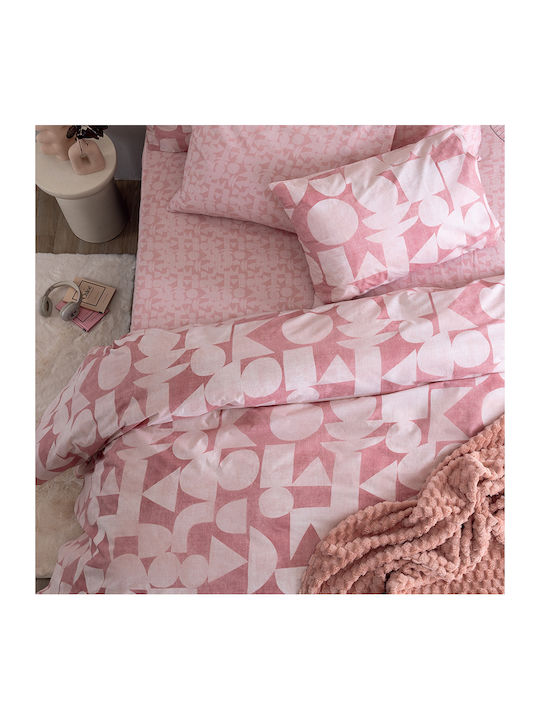 Palamaiki Duvet Cover Set Cotton Queen with 2 Pillowcases 240x250 Fashion Life Fl6289 Pink