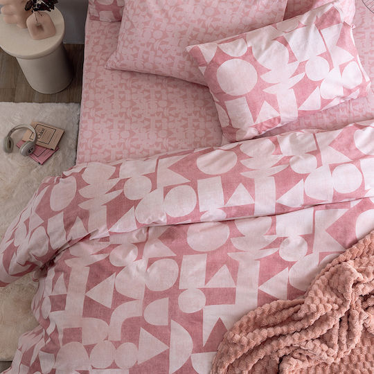 Palamaiki Duvet Cover Set Cotton Queen with 2 Pillowcases 240x250 Fashion Life Fl6289 Pink