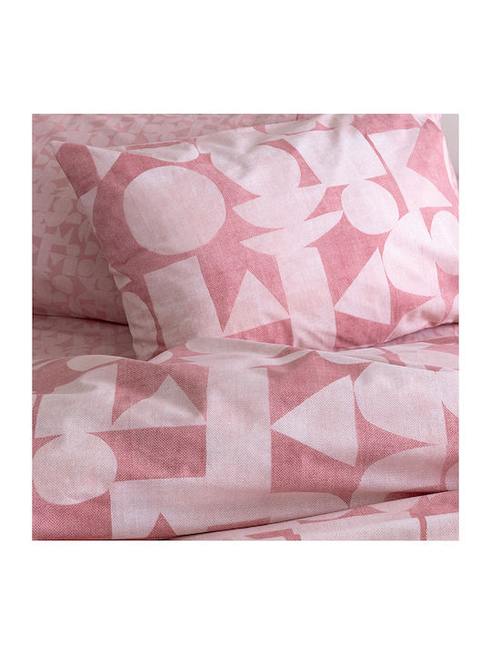 Palamaiki Duvet Cover Set Cotton Queen with 2 Pillowcases 240x250 Fashion Life Fl6289 Pink