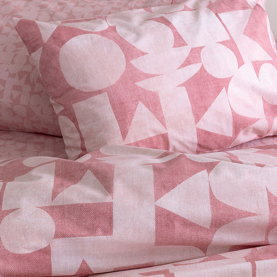 Palamaiki Duvet Cover Set Cotton Queen with 2 Pillowcases 240x250 Fashion Life Fl6289 Pink