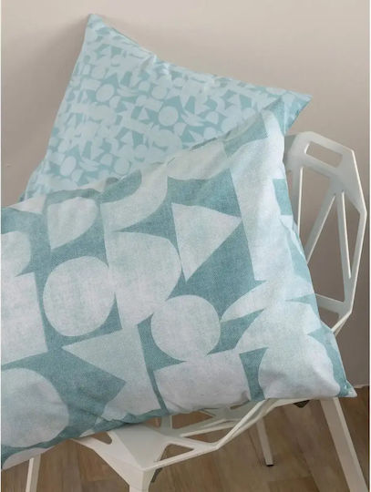 Palamaiki Duvet Cover Set Cotton Queen with 2 Pillowcases 240x250 Fashion Life Fl6288 Green