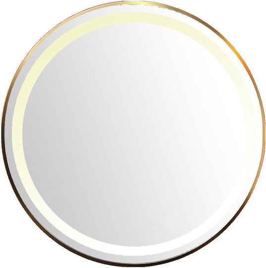 Iliadis Oglindă de Perete cu Ramă din Metalic & Iluminare LED Diametru 70cm 1buc