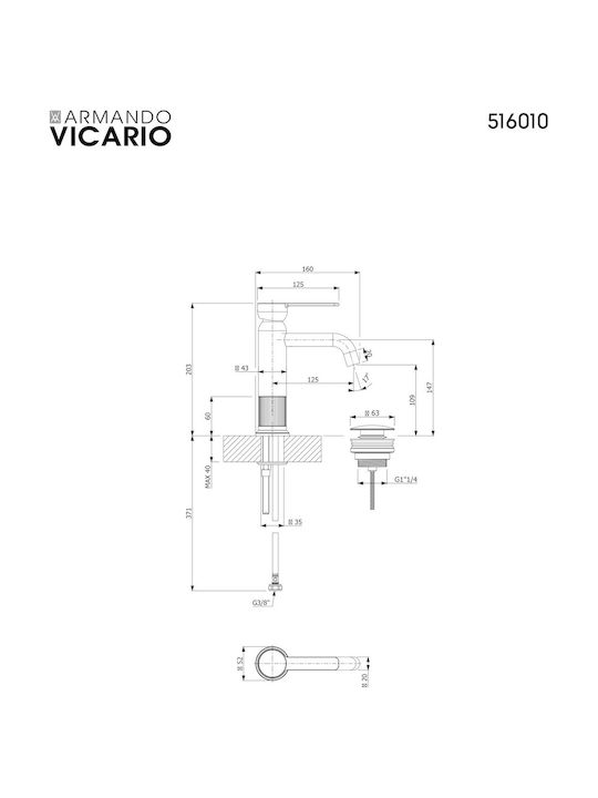 Armando Vicario Mischung Waschtischarmatur Gold