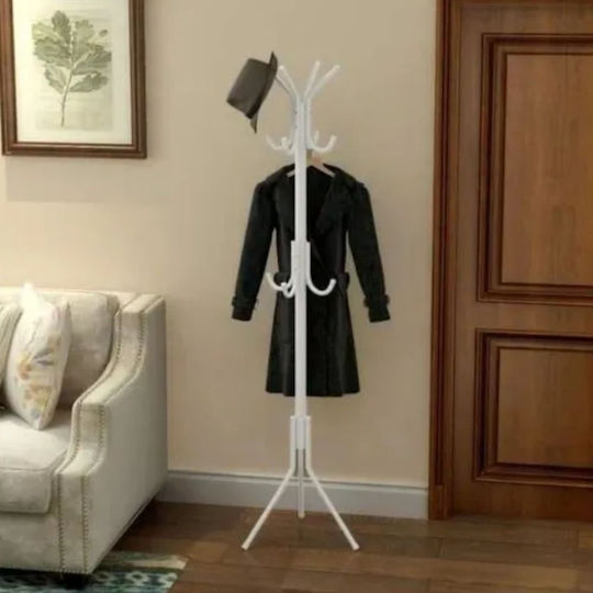 Metal Coat Rack 3 Levels 12 Hooks 42x42x172cm White