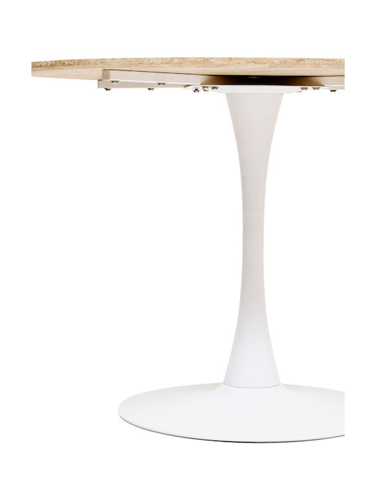 Wooden Dining Room Table with Metal Frame Travertine 76x76x102cm