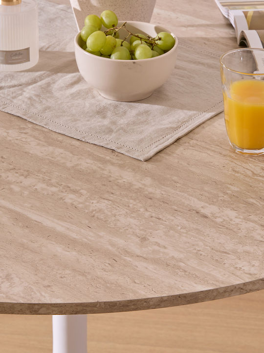 Wooden Dining Room Table with Metal Frame Travertine 76x76x102cm