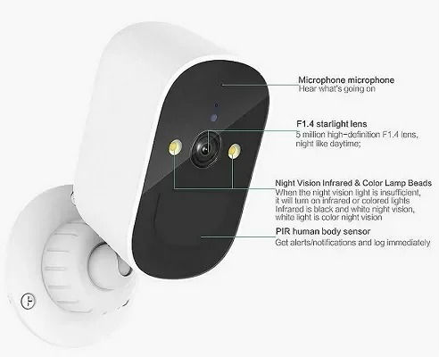 Jortan JT-8185XM-2T IP Surveillance Camera Full HD 1080p Waterproof Battery Powered with Two-Way Communication and Lens 3.6mm
