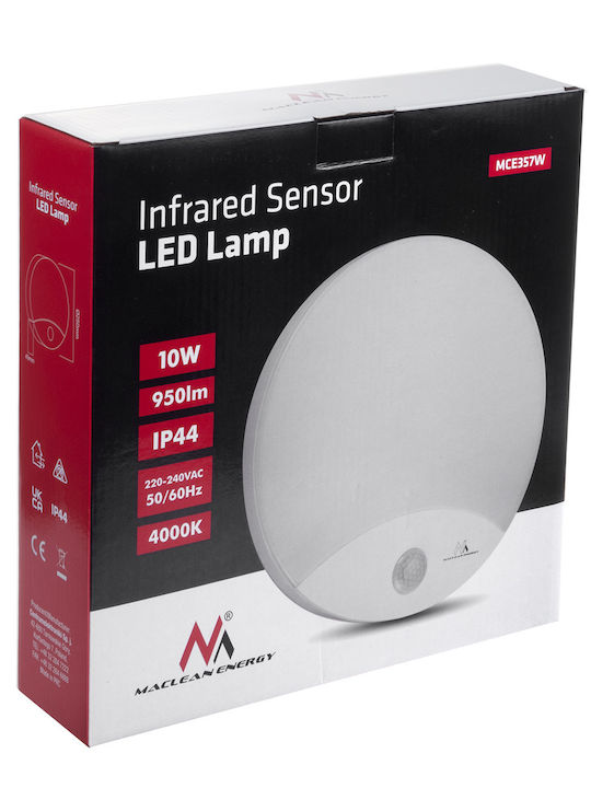 Maclean Energy Επιτοίχιο Εξωτερικό Φωτιστικό LED IP44 10W με Φυσικό Λευκό Φως