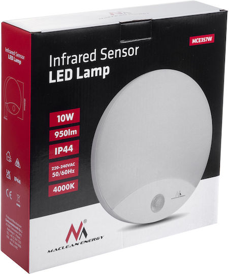 Maclean Energy Lumină de exterior montată pe perete LED IP44 10W cu Alb Natural Lumină