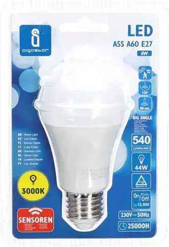 Aigostar Ντουί Λάμπα LED 6W για Ντουί E27 και Σχήμα A60 Θερμό Λευκό 540lm