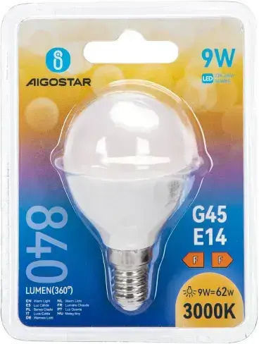 Aigostar LED Bulb 9W for Socket E14 and Shape G45 Warm White 675lm