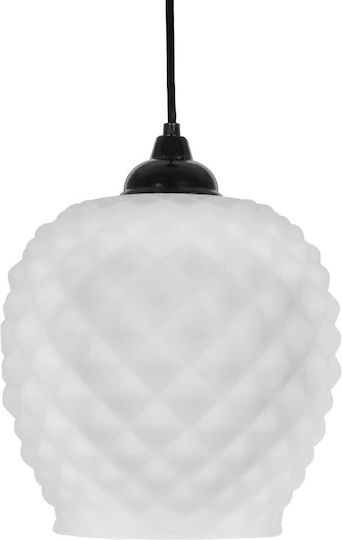 GloboStar Kegel Pendant Light White with Crystals for Socket E27 19x19x19cm