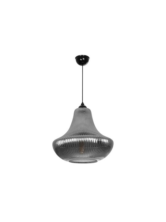 GloboStar Verre Pendant Light Black with Crystals for Socket E27 38x38x34cm