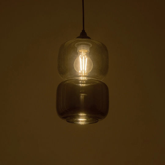GloboStar Pendant Light Black with Crystals for Socket E27 18x18x31cm