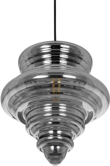 GloboStar Corte Pendant Light Black with Crystals for Socket E27 25x25x30cm